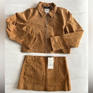 Zara suede skirt and jacket set
